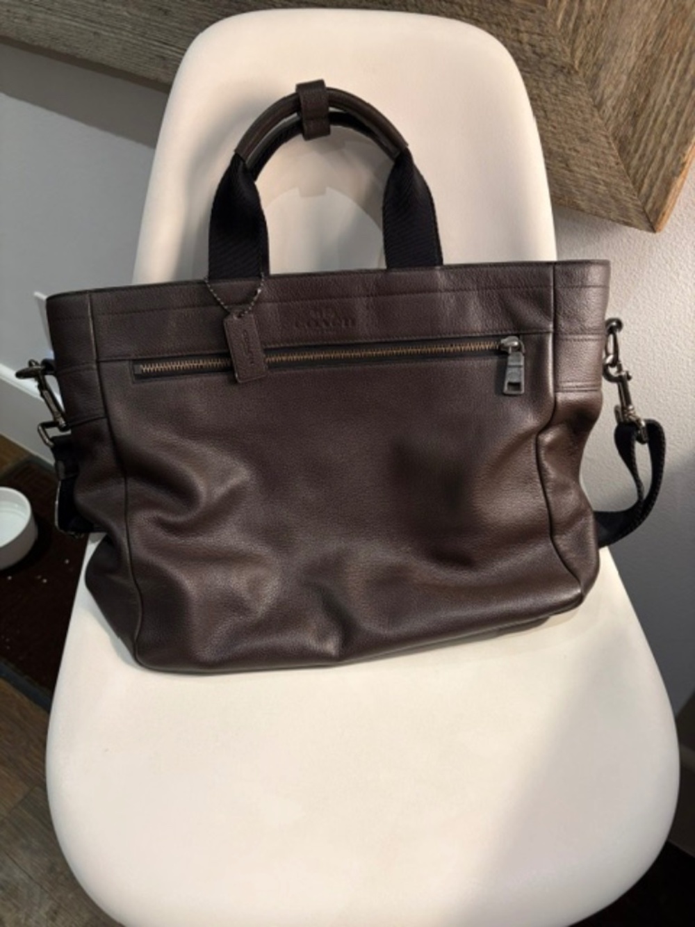 Coach Large Pebbled Brown Leather Briefcase